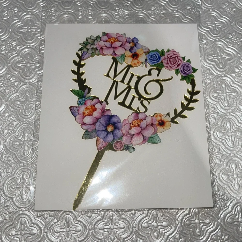 New - Mr & Mrs. Cake topper - Floral Design